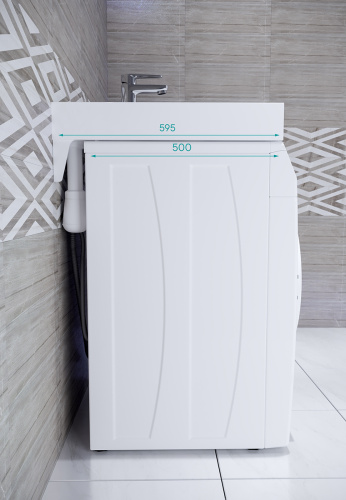 Раковина из литьевого мрамора Paulmark WINKEN PM740431 59х60 над стиральной машиной цвет белый 1 отверстие под смеситель - фото 3